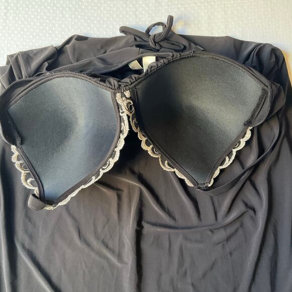 Ambrielle Women Intimate Dress size M Sexy Padded Bra Embroidered Maxi Black - Picture 4 of 6